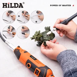 HILDA-taladro eléctrico de 200W, máquina de grabado, herramienta rotativa Dremel, nuevo estilo, Mini taladro de velocidad Variable