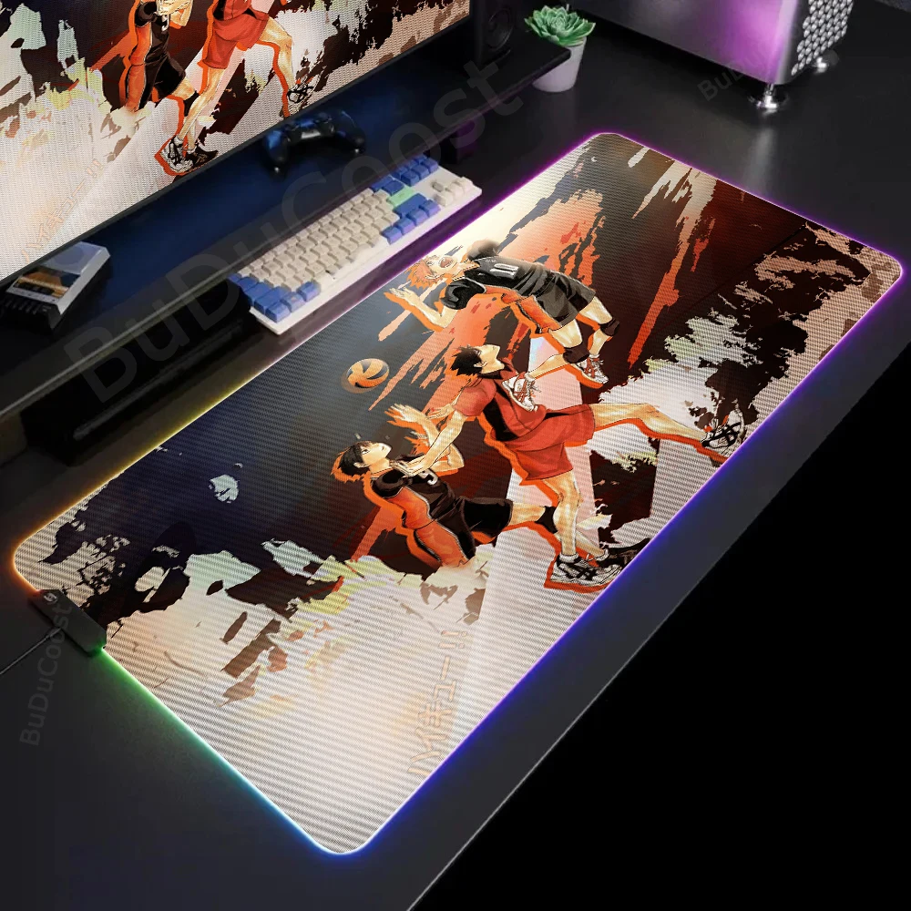 

Many people like it Haikyuu Best Sellers High definition HD print RGB Mouse Pad Backlight XXL Gaming Large accessories mouse pad