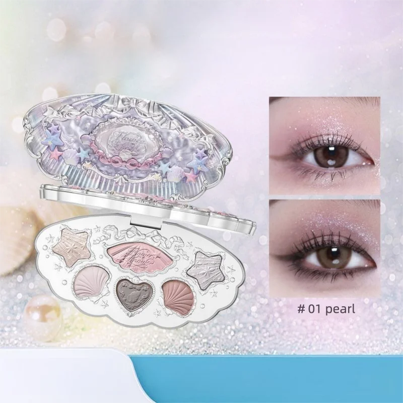 Flower Knows Six-color Eyeshadow Shell Pearl Series Blush Contouring All-in-one Plate Pearl Matte Shadow Brightening Face