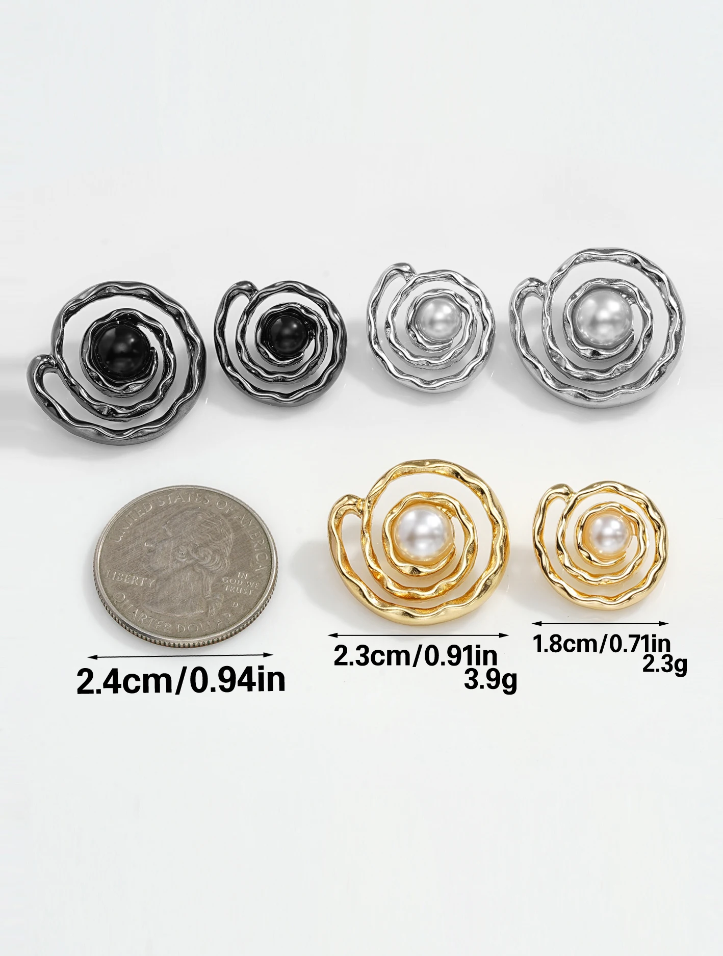 10/50 Uds. Diseño creativo con círculos huecos con incrustaciones de botones de costura de metal perlado, accesorios de costura para botones de ropa