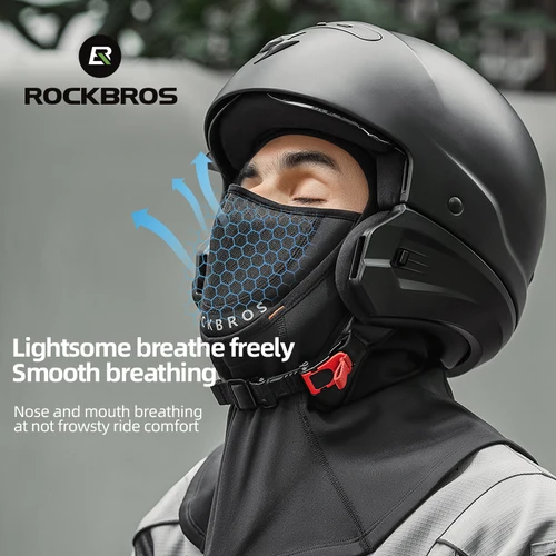 Imagen 2 del producto Pasamontañas de invierno ROCKBROS para mantener el calor máscara facial para ciclismo bufanda para motocicleta visera para casco de montar máscara deportiva transpirable a prueba de viento