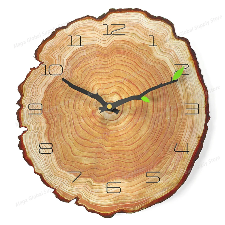 

12 inch Nordic Annual Ring Creative Wall Clock Fashion Silent Quartz Wood Grain Wall Clock Wall Decor for Home Kitchen Office