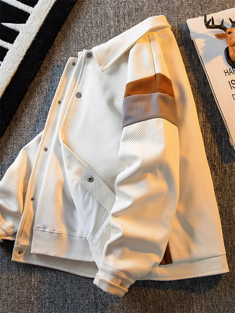 

Мужская куртка в стиле американского ретро с пэчворком, весна-осень 2025, асимметричная, премиум-класса, молодежная, трендовая, свободного кроя