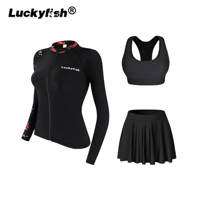 Women UV Sun Protection Long Sleeve Rash Guard Shirt + Leggings+Trunks Female Water Sports Push Up Beach Skirt Rash Guard