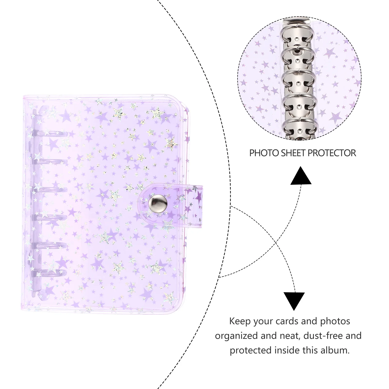 A7 واضح الموثق فضفاضة ورقة غطاء للكمبيوتر الدفتري 6 حلقة مجلة بريق الموثق للطلاب المعلمين سجل القصاصات الغطاء الواقي