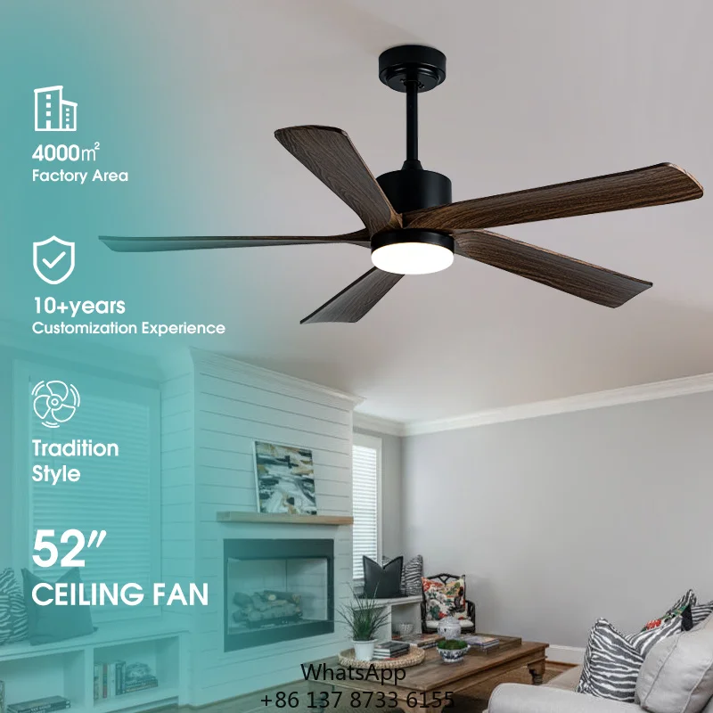 Modern American Style Remote Control Living Room Bedroom Dining Room Led Ceiling Fan Light