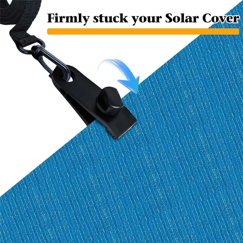 A84X-Solar Powered Pool Cover Reel Attachment Accessories 18 Pcs Set-Upgraded Straps Kit For Pool Reels