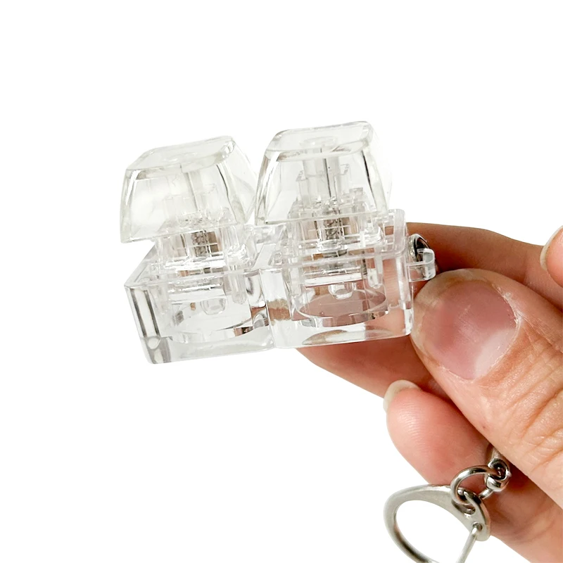 Transparent 1/4 Keys Mechanical Keyboard Tester LED Keyboard Key Toy Stress Relief DIY  Button Keycap  Keychain Toys