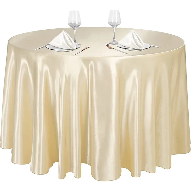 

Champagne 145CM Round Satin Tablecloths Satin Cover Silk Tablecloth Smooth Fabric for Wedding Banquet Table Decoration