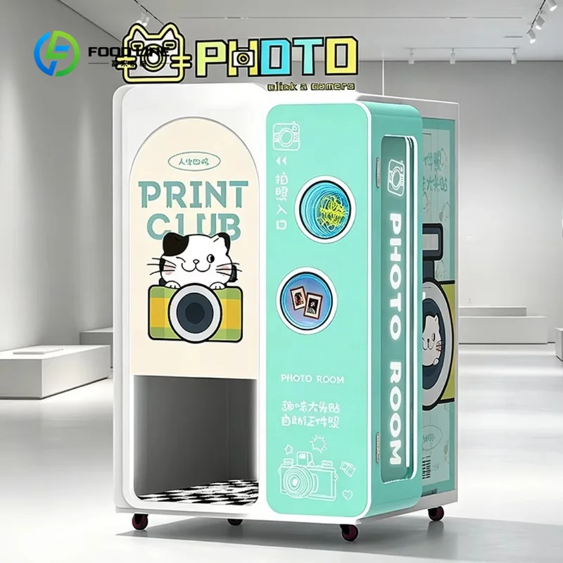 Customized Instant Print Photo Booth-Fully Automatic Camera SLR Event Booth 21.5-inch Touch Screen Interactive Light Cabinet