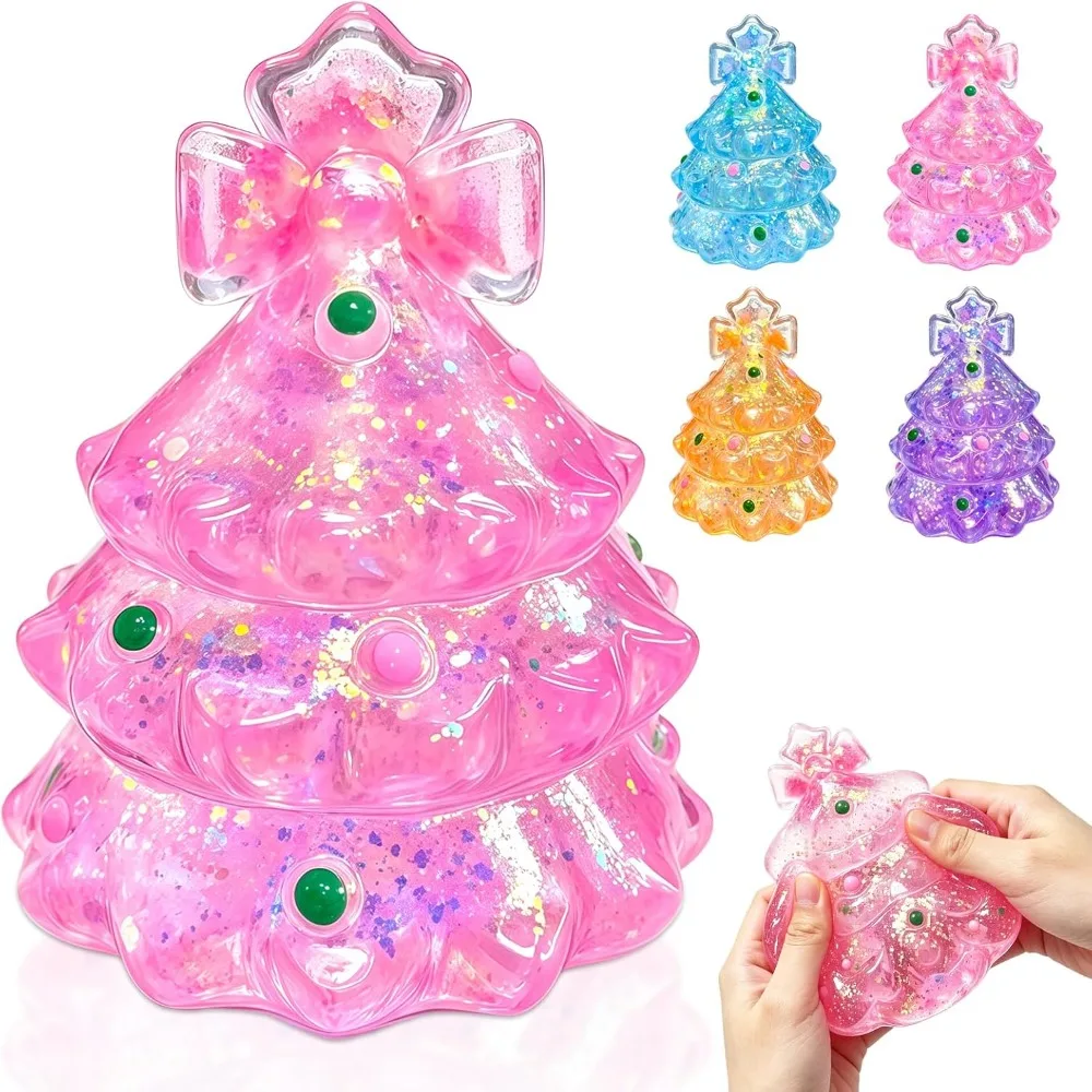 Glow In The Dark Pinching Toy Christmas Tree Shaped Soft Squeeze Material Squeezable Fidget Slow Rebound Stress Release