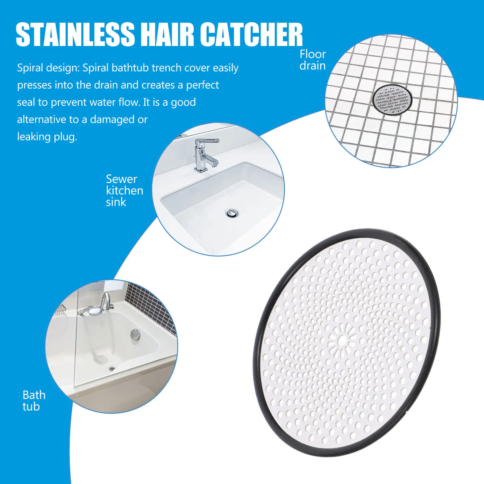 

Shower Drain Hair Catcher Bathroom Drain Cover Stainless Steel Mesh Seal Ring Clog Preventer Sink Protector Shower Hair Catcher