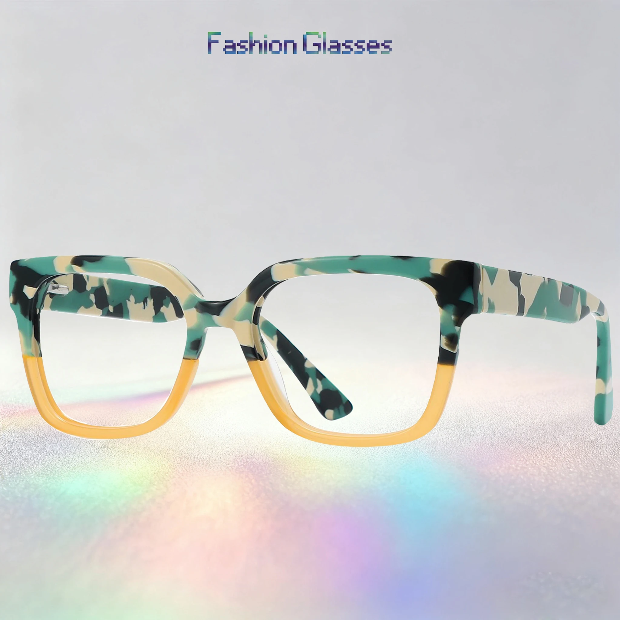 

FYTOO Unisex Retro Stylish Floral Tea Colored Square Frames Durable Acetate,Ideal for Gatherings Surprise Gifts,Removable Lenses