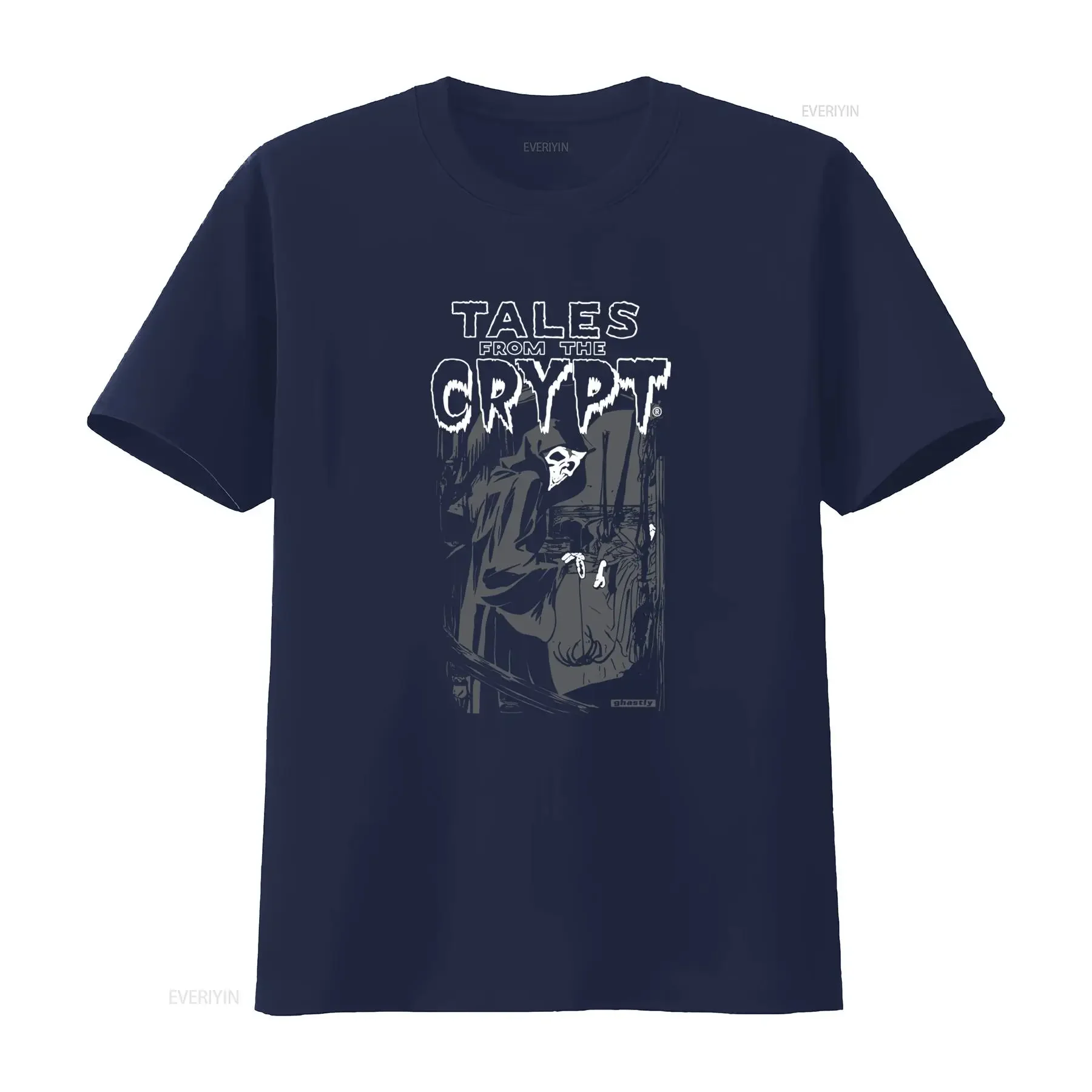 Vintage Tales from The Crypt Grim Reaper T Shirt Black for Men Retro Horror Design vintage Washed homme fashion Casual - view 3