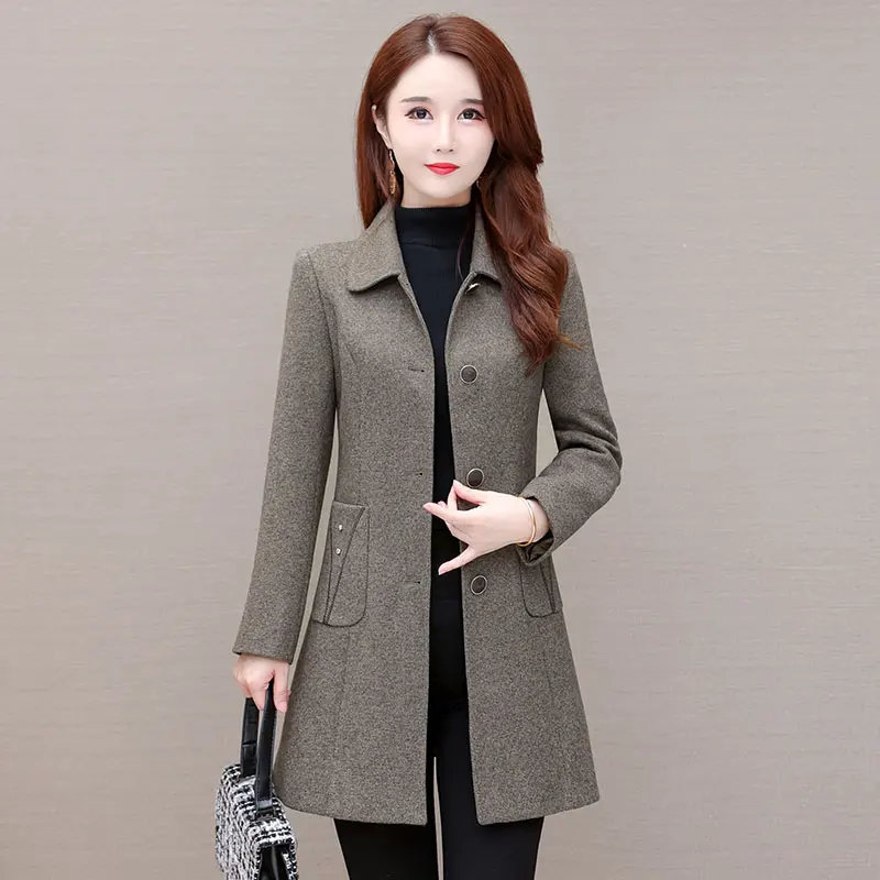 Spring Autumn Mid-length Women Windbreaker Coat Winter Quilted Thicken Elegant Jacket Middle Aged Mother Fashion Casual Outwear