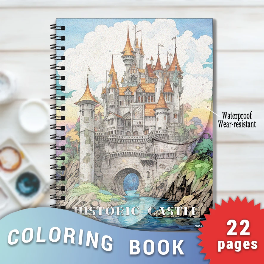 

"Historic Castle" Coloring Book - 8.3 x 11.2 inches, 22 Pages | Perfect for Gifting & Relaxation