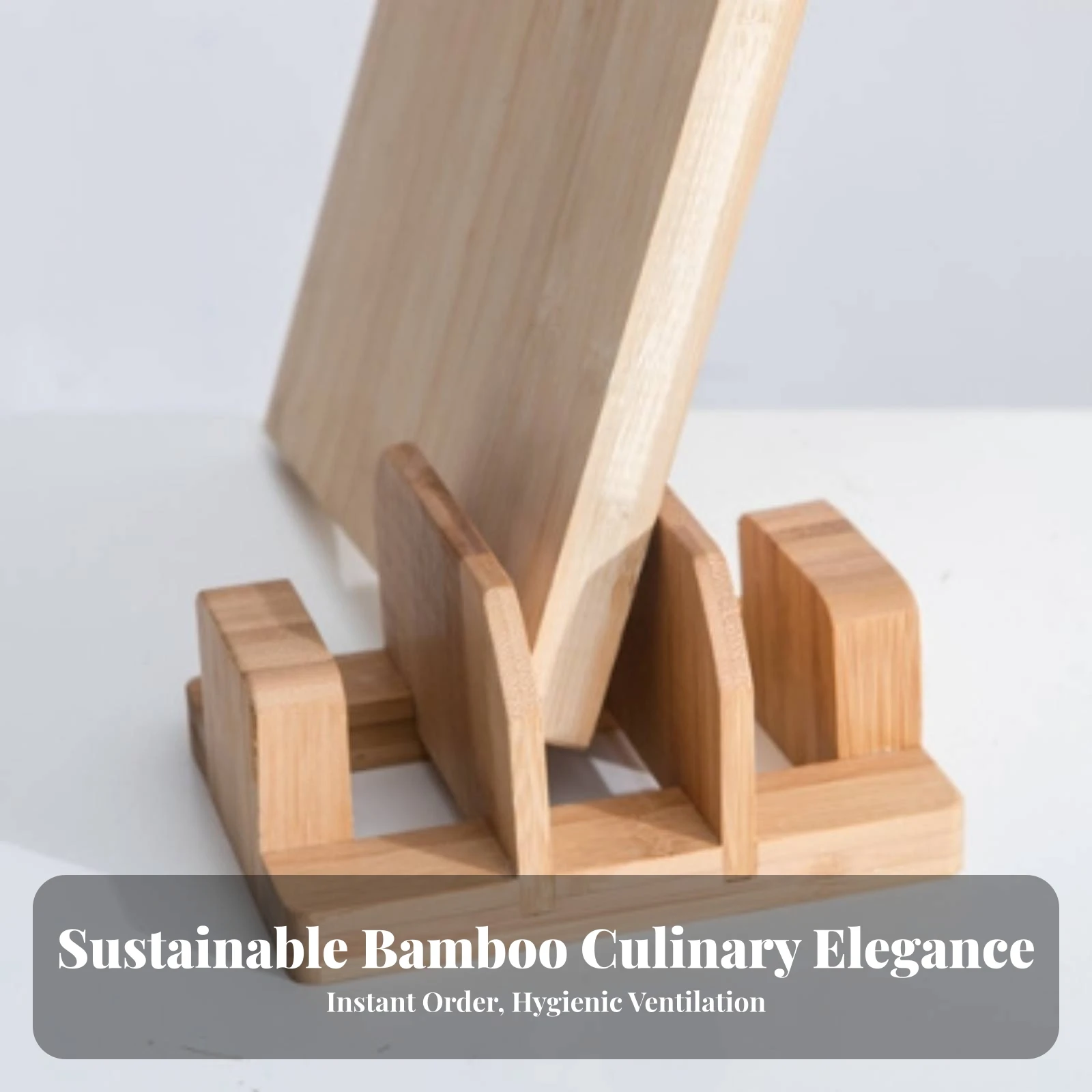 Bamboo Chopping Board Rack No-Install Bamboo Cutting Board Stand Long-Lasting Versatile for Small Kitchens