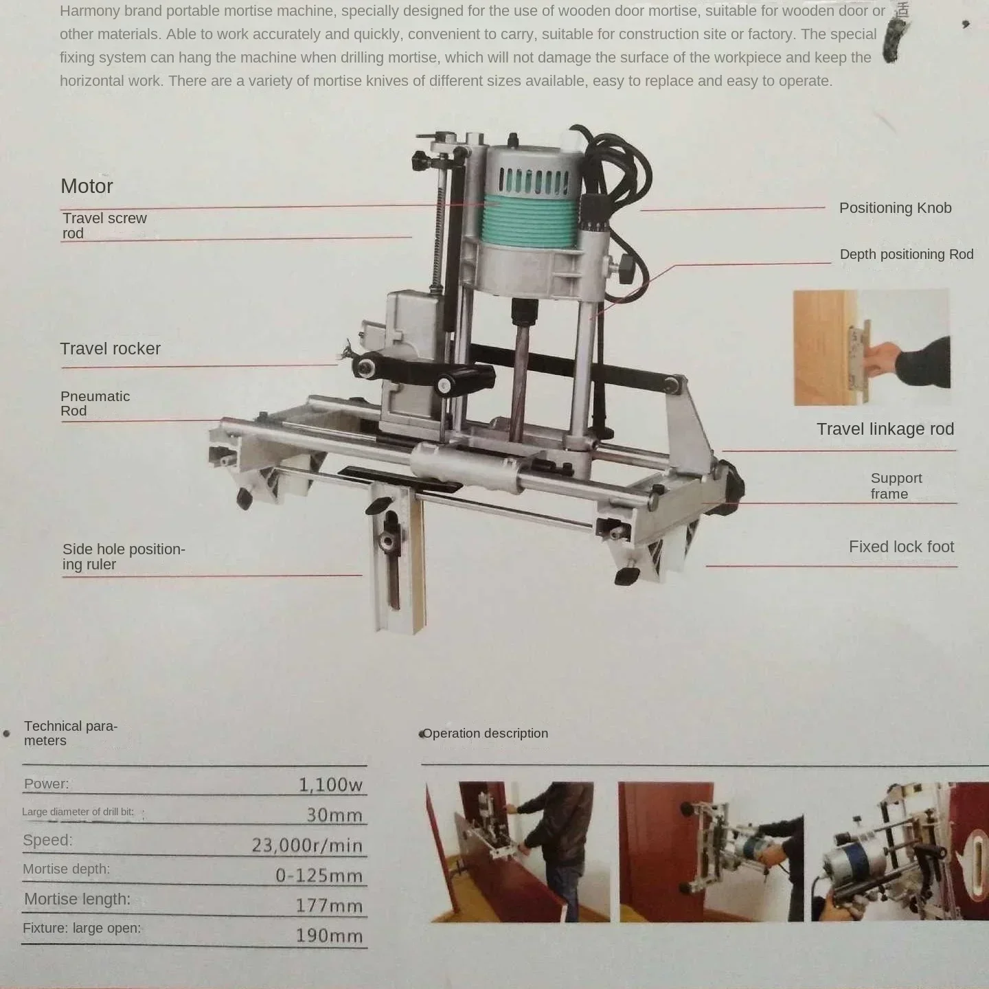 Portable Powerful Woodworking Wood Door Lock Hole Slot Drilling Hollow Chisel Mortising Bit Mortiser Driller Machine Tool