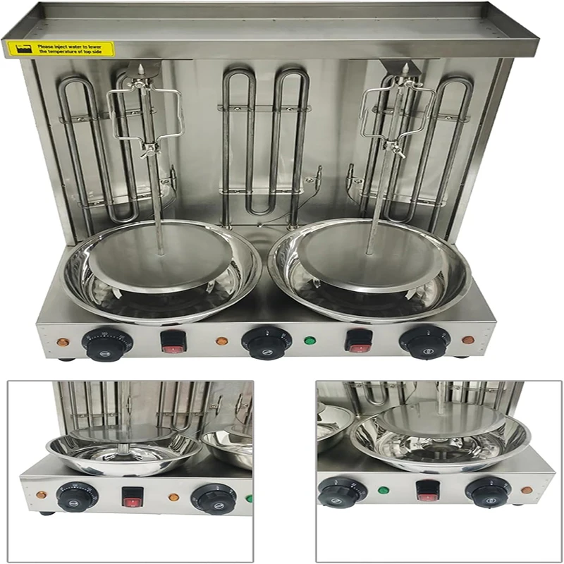 電気シャワルマグリルマシン 3 バーナーバーベキューマシン垂直回転ブロイラー商業家庭用キッチン 110V 3600 ワット