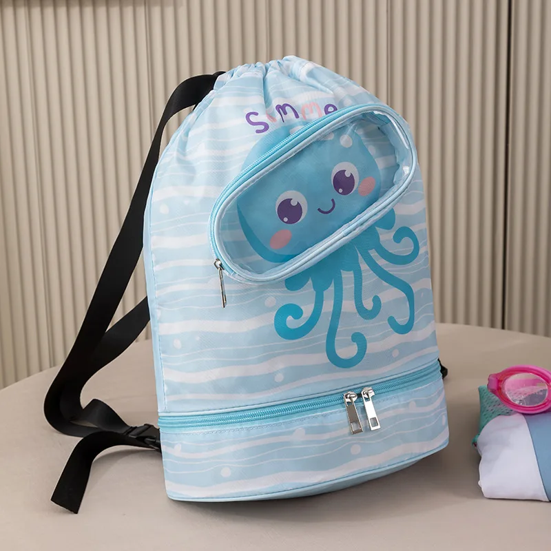 New Cartoon Kids Swim Bag Dry Wet Separation Fitness Travel Portable Bath Package Large Capacity Backpack Swimming Storage Bag