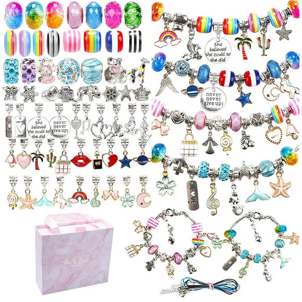 

127 Pcs Charm Bracelet Making Kit Including Jewelry Beads Snake Chain, DIY Craft for Girls, Jewelry Christmas Gift Set