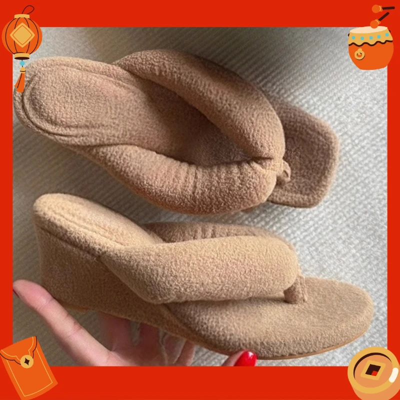 Round toe clip toe high-heeled round toe flip flops for women fashionable spicy girls bread high heels for women