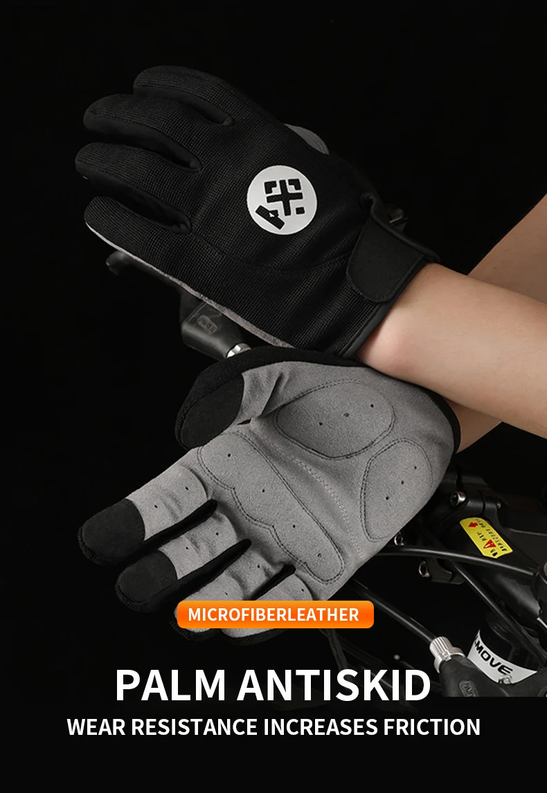 Fahrradhandschuhe für Herren und Damen Touchscreen-fähig Stoßdämpfend Dicke Handflächenpolsterung Rutschfest Atmungsaktiv Mountainbike-Handschuhe – Detail 4