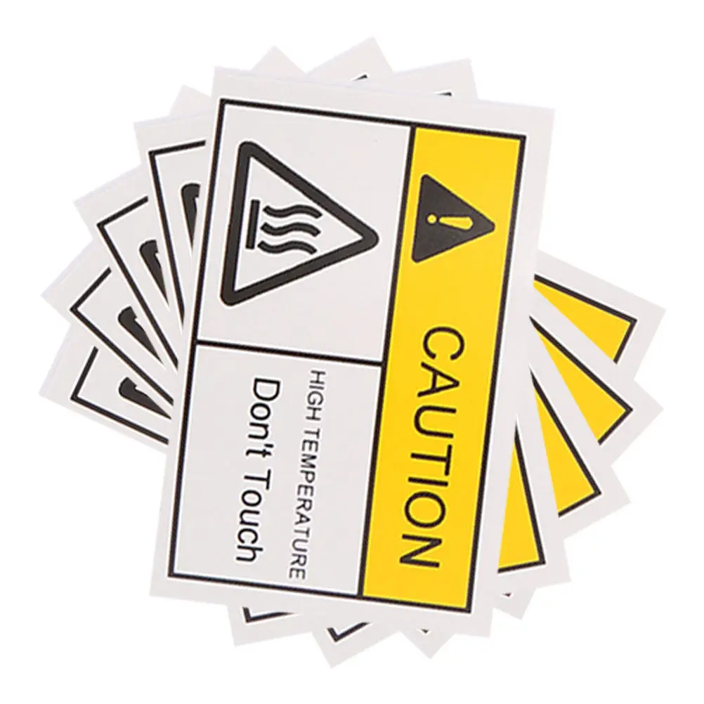 5 Sheets Hot Surface Warning Labels High Temperature Adhesive Stickers Safety Warning Signs for Industrial Equipment Caution