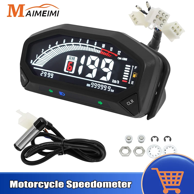 Universal Motorcycle Speedometer Dashboard Panel LCD Display Speed Meter Tachometer Fuel Gauge Odometer For Yamaha For Honda