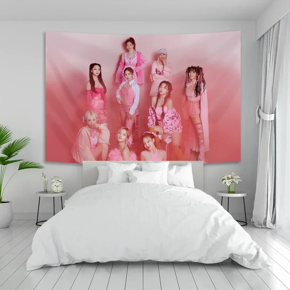 Kpop Twices Wall Tapestry Korea Girl Idol Printed Large Fabirc Of Bedroom Wall Hanging Home Decor