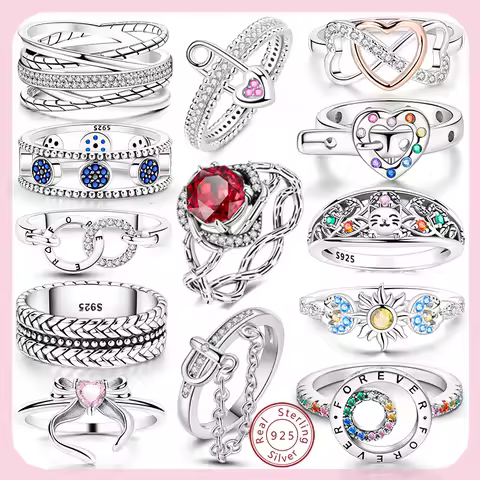 Rings Original 925 Sterling Silver Rings Simple Zircon Heart Ring For Wedding Valentine's Day Women Ring Jewelry Gift