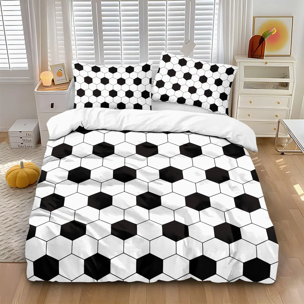 

3pcs Colorful Football Printed Duvet Cover Set In Multiple Sizes Bedroom Bedding Decoration, Suitable For Machine Washing