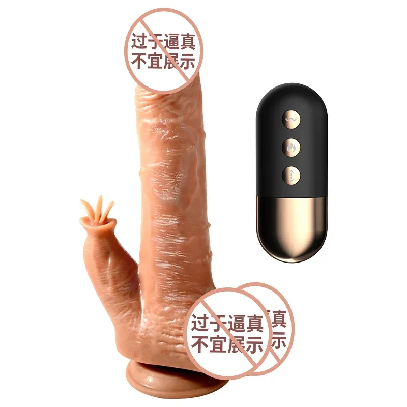 Huge Big Soft Vibrator Heating Realistic Dildo for Woman Men Wireless Telescopic Dick Masturbator Penis G Spot Vagina Anal