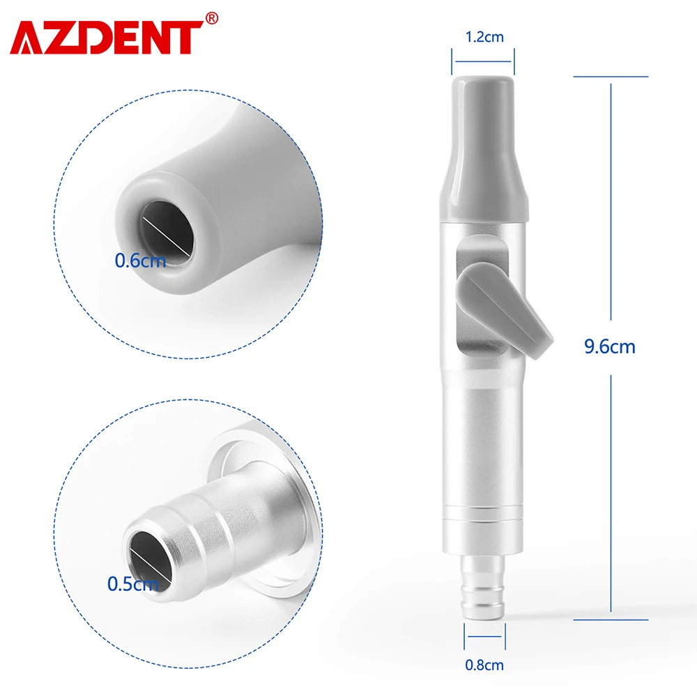 

AZDENT Dental Saliva Weak Suction Handle 9.6cm Aluminum Alloy Saliva Ejector Suction Valves Tip Dentistry Material Dentist Tools