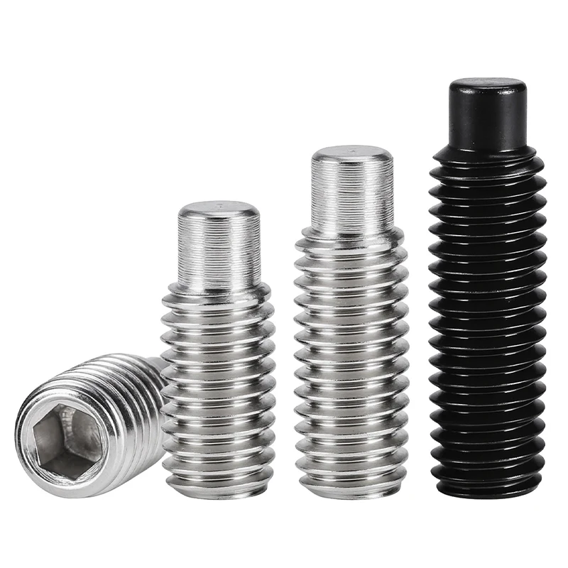 12.9 Grade DIN915 Hex Socket Dog Point Set Screws, Headless Cylindrical Tip Grub Screws M5 M6 for Machinery Positioning 20/100Pc