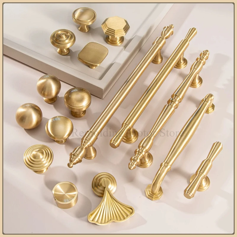 Solid Brass Cabinet Door Handles Vintage, Modern, and Minimalist French-Style Small Handles for Drawers and Cabinet Doors