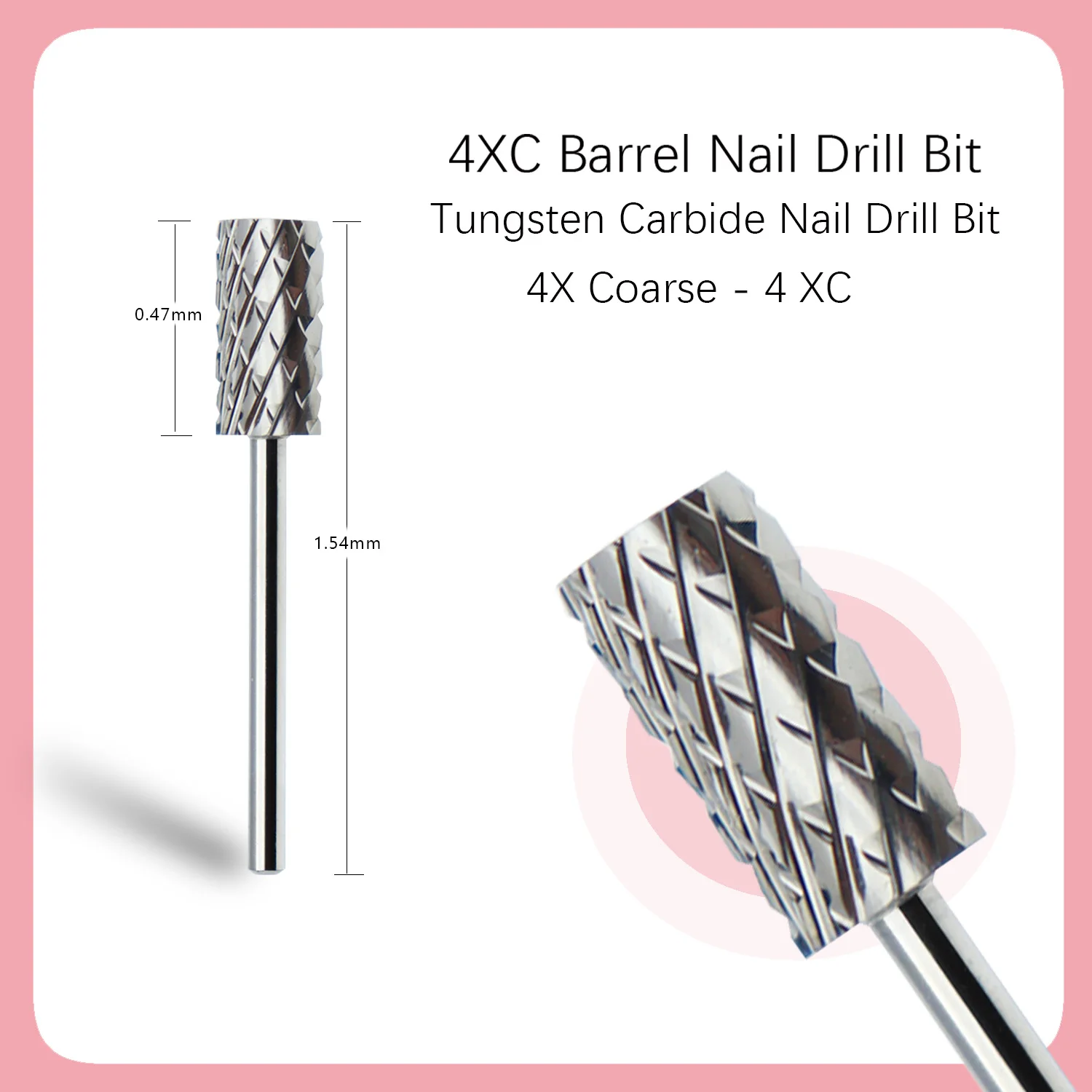 3/32 "Grote Vat Plat Top Zilvercarbide Nagelboor Voor Manicure, Pedicure En Acryl (Grit: 4x Extra Grof-4xc, 1 Stuk)