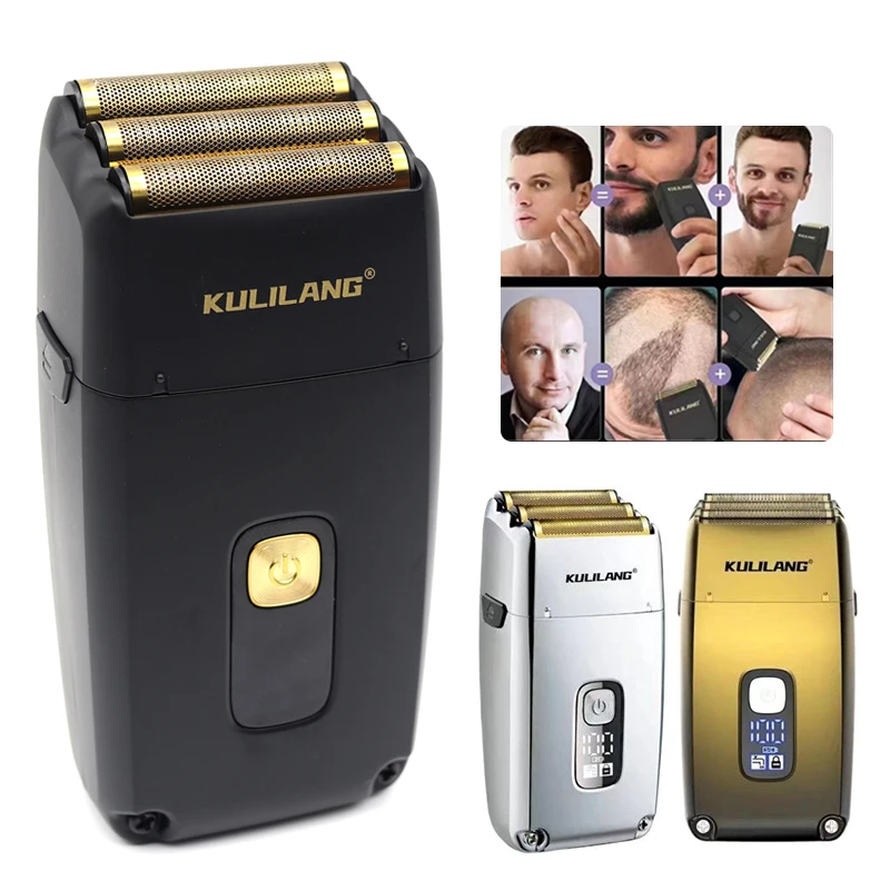 KULILANG R11F Professional 3 Blade Head Whitener Oil Head Wash Barber 9000RPM Electric Shaver Man Trimmer Bald Hair Clipper