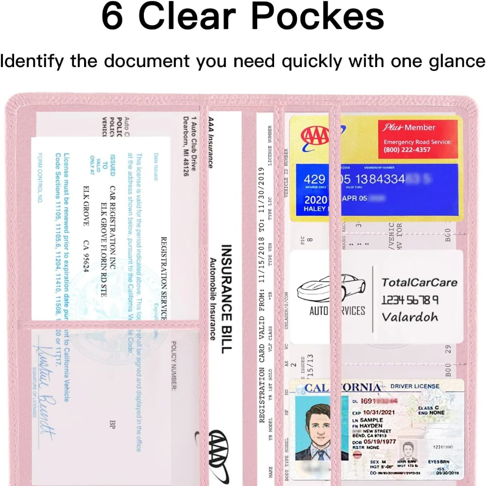 Porte-permis de conduire multifonctionnel en PVC, étanche, grande capacité, portefeuille pour passeport, sac de rangement de documents polyvalent, 1 pièce