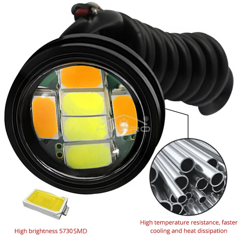 Dual Color Switchback Turn Signal Light, Backup Auto High Bright Lighting, Lâmpada, 6LED, DC, 12V, 5730, Eagle Eye, Daytime, Running