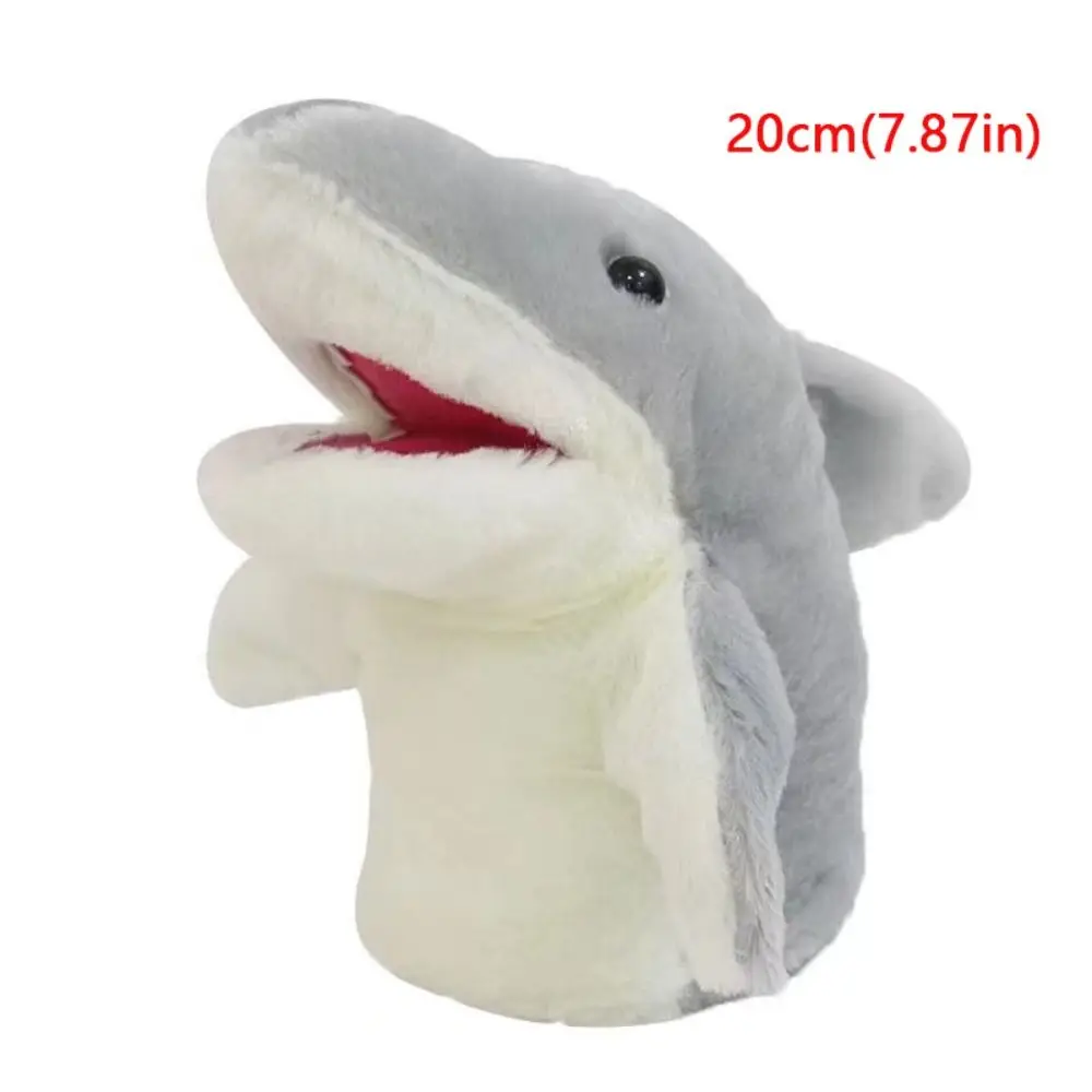 Soft Shark หุ่นมือการ์ตูนน่ารักสัตว์ทะเลของเล่นเพื่อการศึกษาเด็กน่ารักอะนิเมะตุ๊กตาถุงมือสําหรับเด็ก Interactive