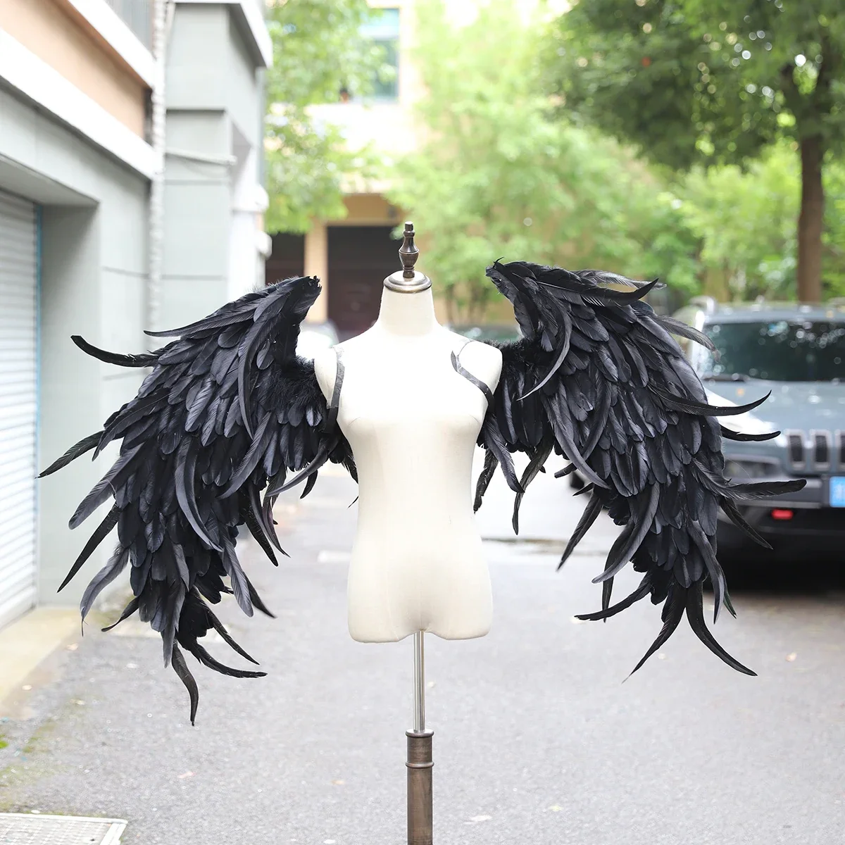 Oversized Zwarte Veren Vleugels Onmyoji Ootengu Cosplay Props Model Runway Show Bruiloft Fotografie Stahe Prestaties Props