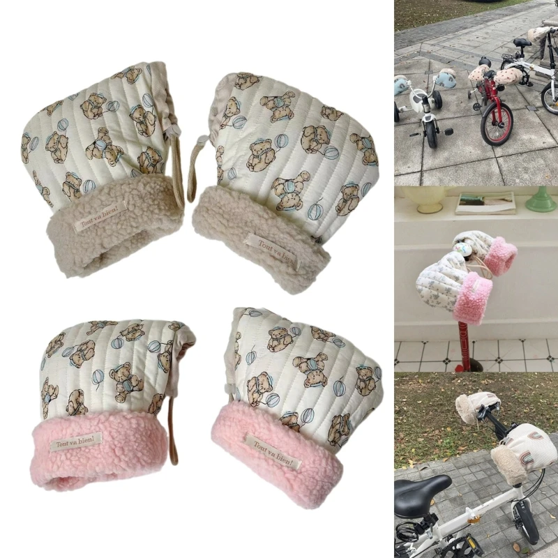 

1 Pair Cartoon Bear Scooter Gloves Children's Car Mittens Warm and Soft Hand Warmers for Outdoor Activities