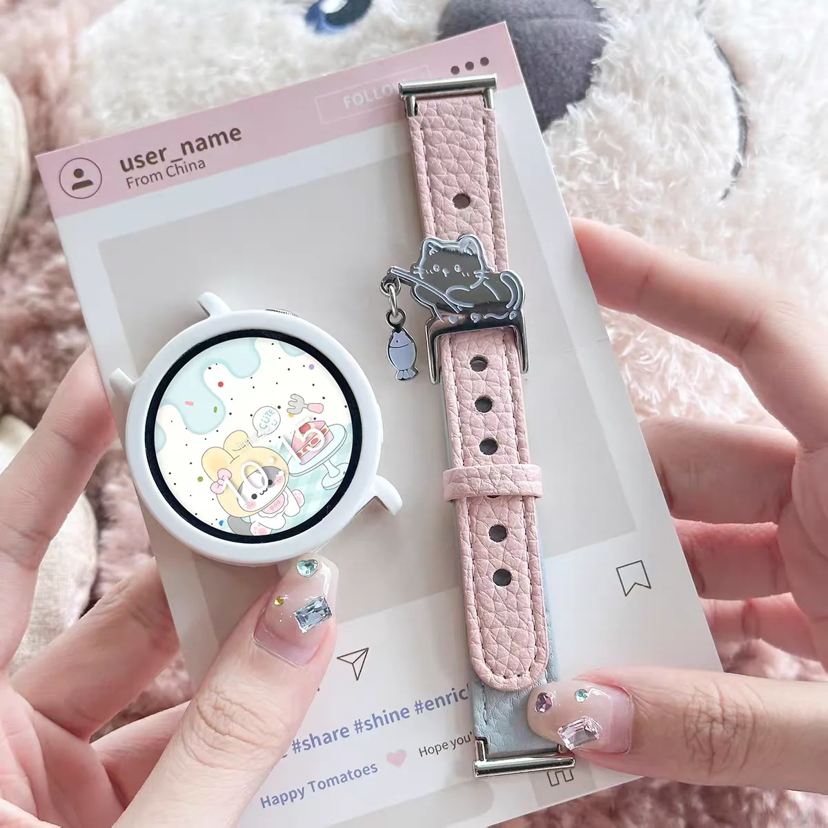 Schönes 20mm 18mm 22mm Damen Leder-Schlaufenarmband für Samsung Galaxy Watch 7 FE 5 Pro 4 6 Classic 44mm 40mm Uhrenband