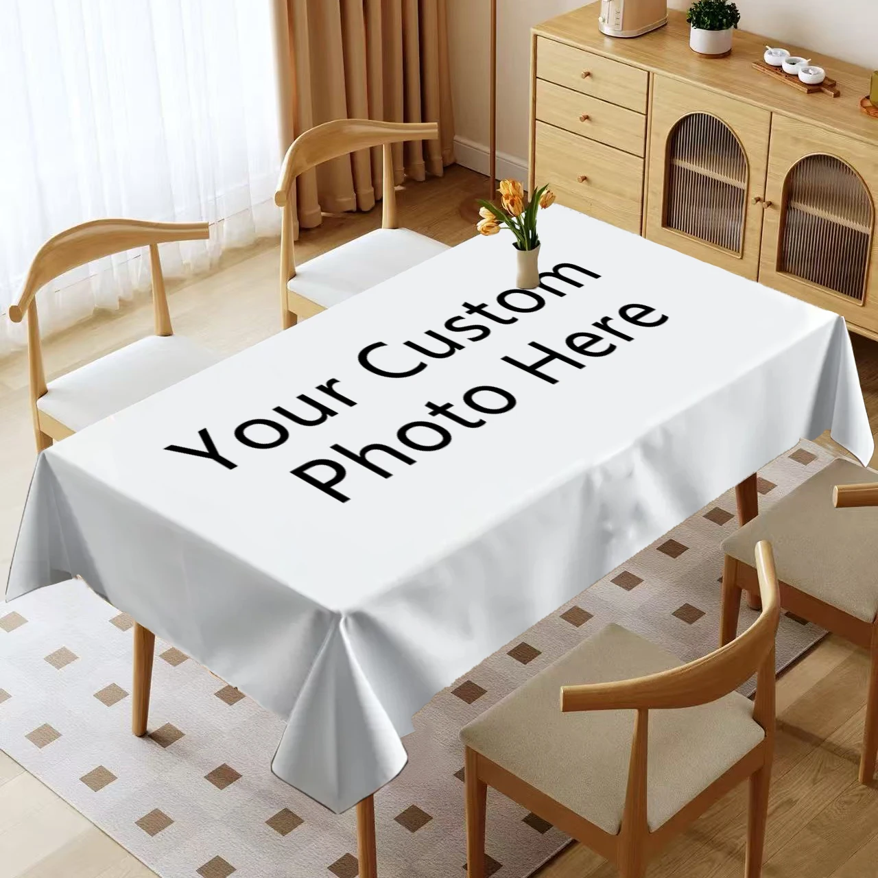 1Pc Custom Tablecloth, Personalized Photo Table Cover for Indoor & Outdoor, Ideal for Home, Party, Camping & Dinner Decor