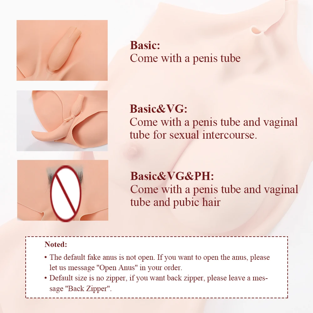 KUMIHO 3G B/C/D Cup Silicone Bodysuit Crossdress Transvestite Crossdressing Realistic Silicone Breast Realistic Vagina for Men