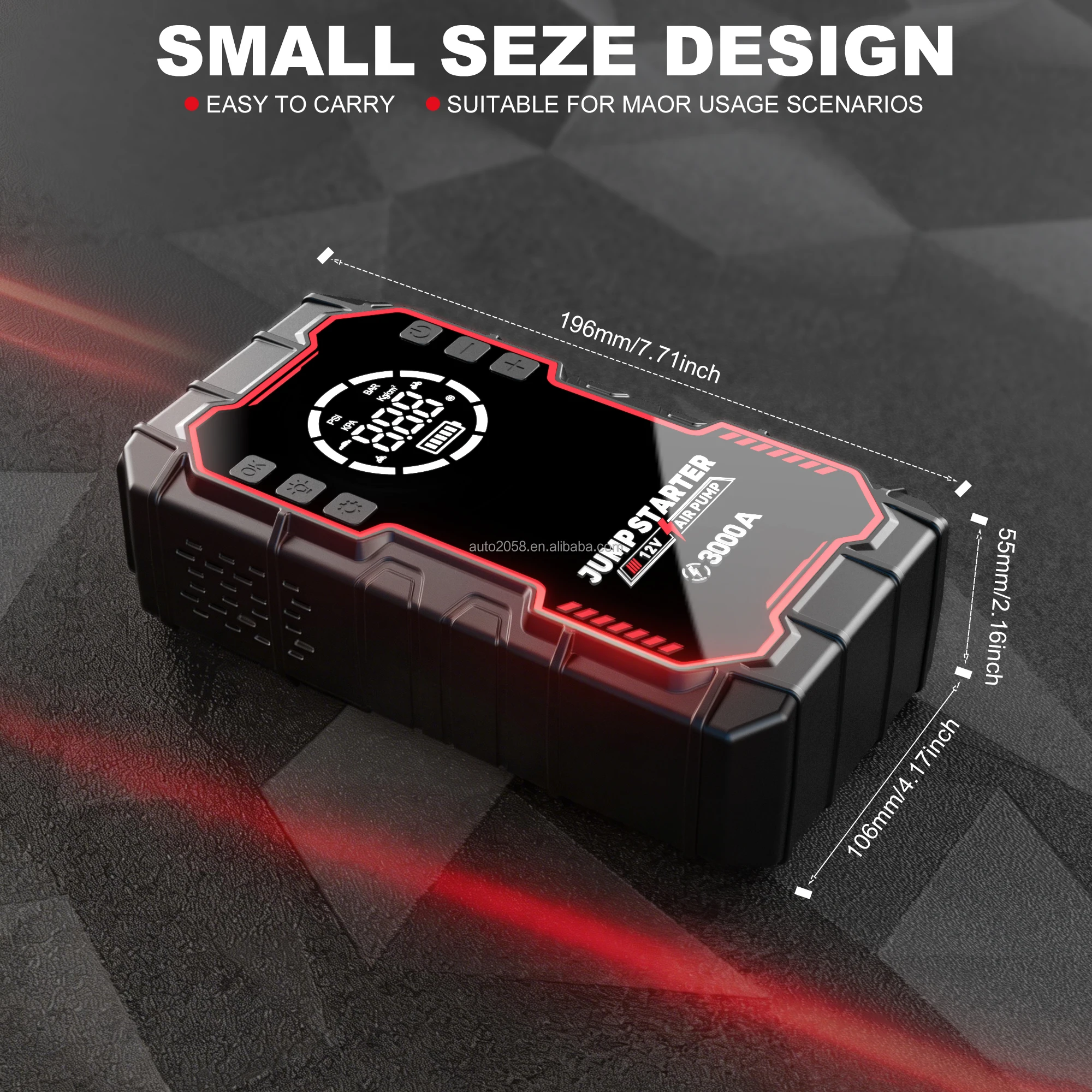 4 In 1 High Capacity 20000mah Lithium Battery Car Jump Starter With Air Compressor Tire Inflator Emergency Tool Kit Power Bank