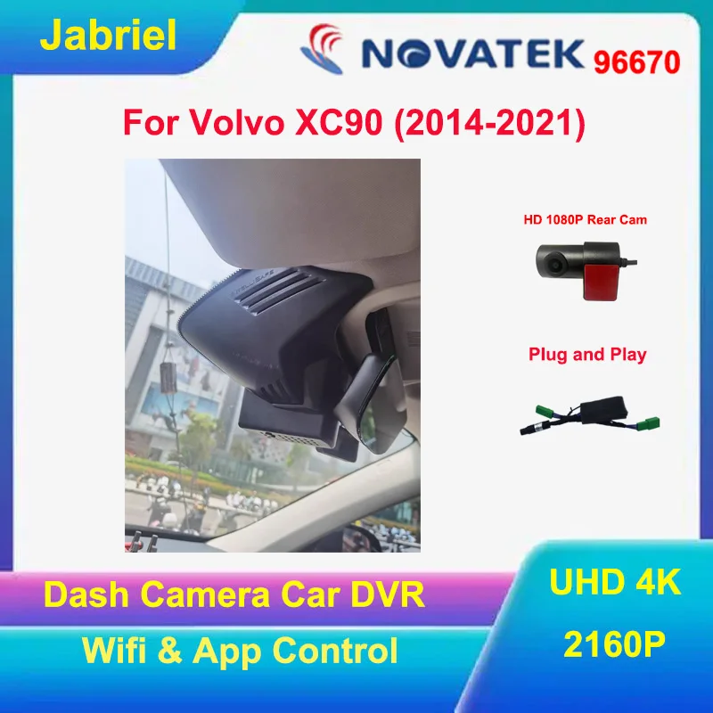 4K UHD Car DVR Dash Cam For Volvo XC90 2014 2015 2016 2017 2018 2019 2020 2021 2022 Hidden Wifi 2160P Driving Recorder Cameras