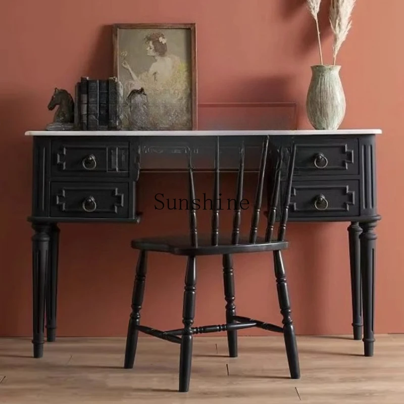 

French retro writing table simple modern home black desk
