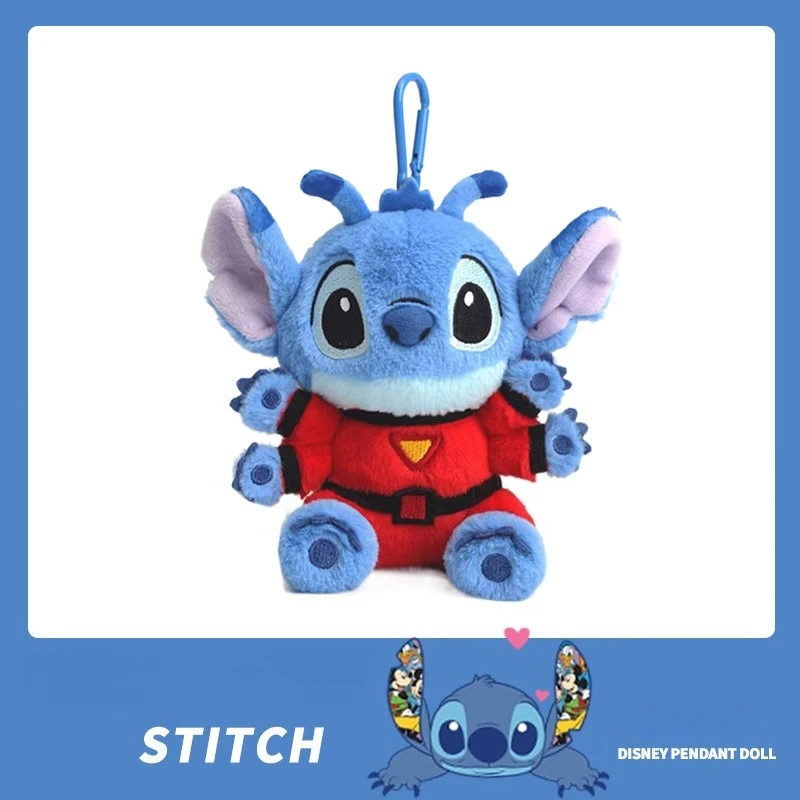 Miniso 디즈니 정품 배틀 스티치 플러시 펜던트 학교 가방 키 체인 스티치 펜던트 플러시 펜던트